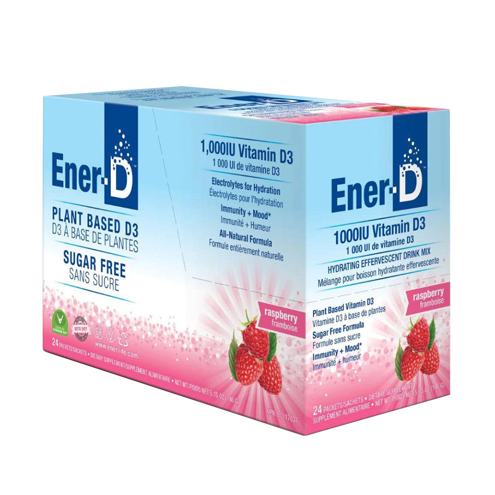 Ener D Sugar Free Drink Mix 1000IU Vitamin D3, Raspberry, 24 Ea